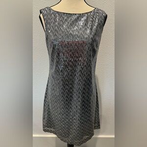 White House Black Market Sequin Silver/Blue Dress XS